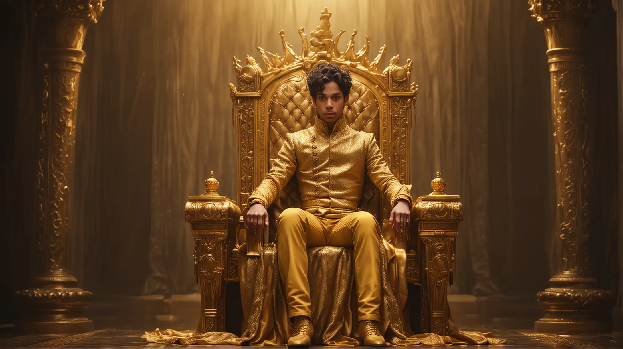 Royal Prince Sitting on a Majestic Golden Throne
