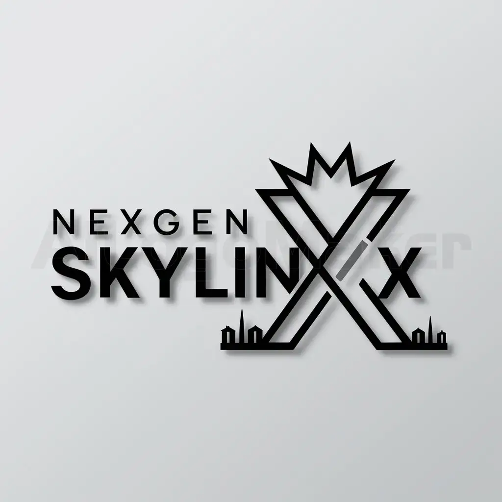 a logo design,with the text "NexGen SkylineX", main symbol:X main on top crown stick together building,Minimalistic,be used in Construction industry,clear background