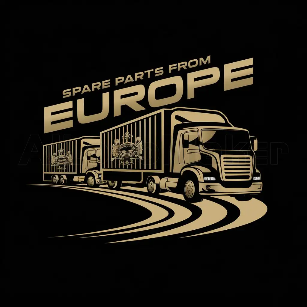 LOGO-Design-For-Spare-Parts-from-Europe-Gold-and-Black-Cargo-Truck-Theme
