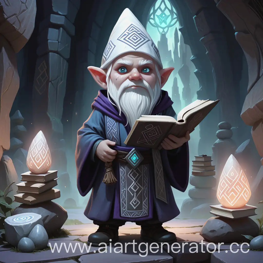 Mystical-Rock-Gnome-Priest-with-Runes-and-Magical-Book