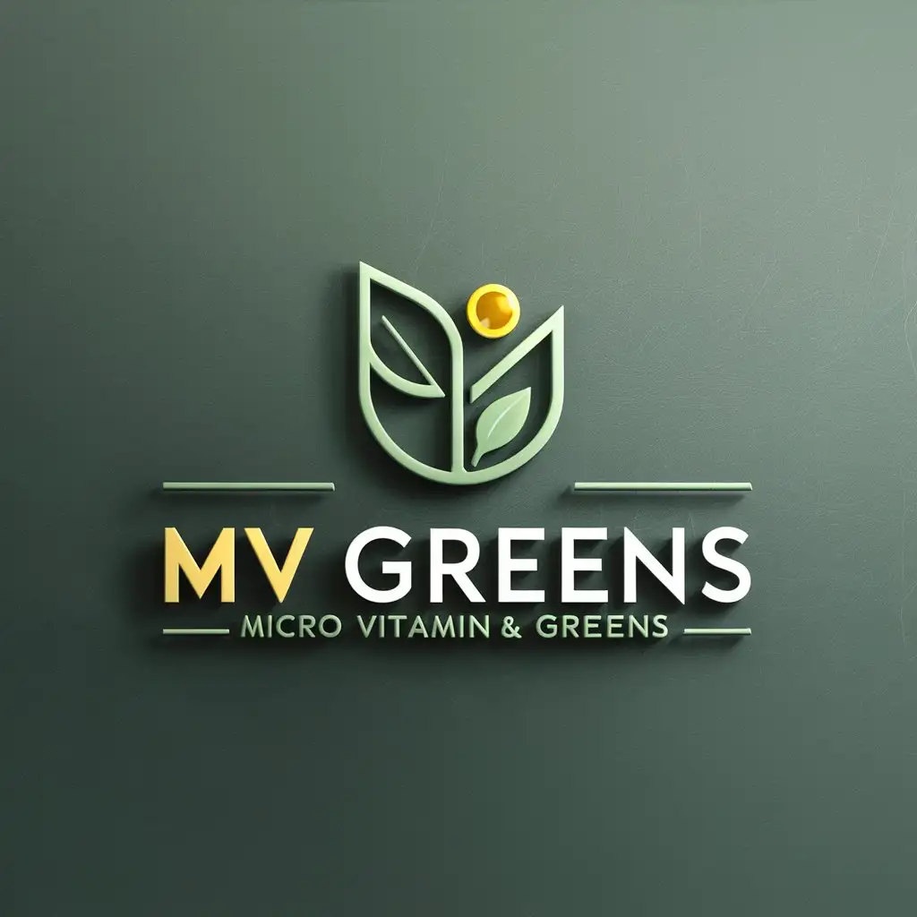 a logo design,with the text "MV Greens", main symbol:Micro vitamin greens,Moderate,clear background