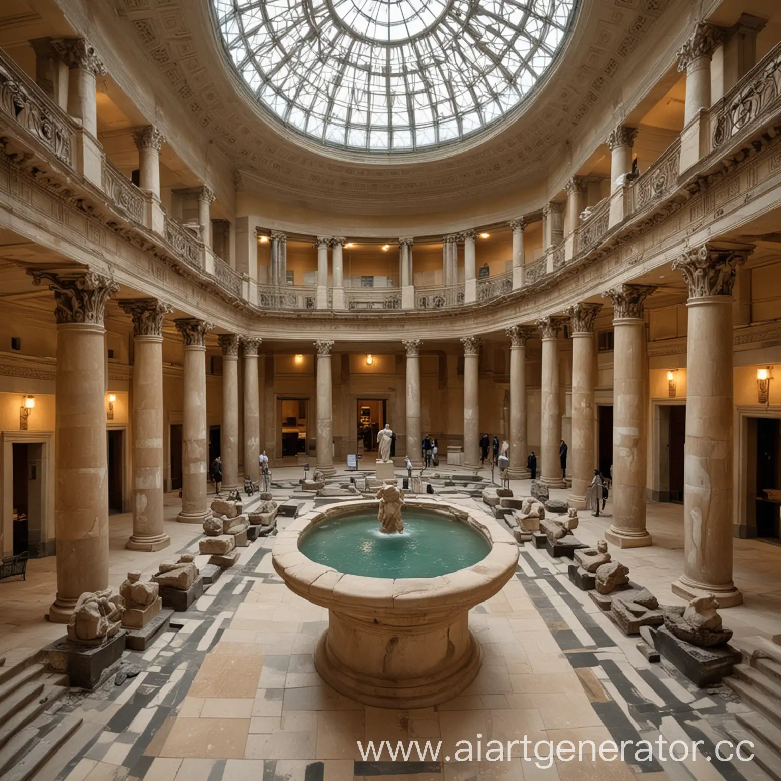 Ancient-RomanThemed-Atrium-with-Glass-Domes-and-Ionic-Columns