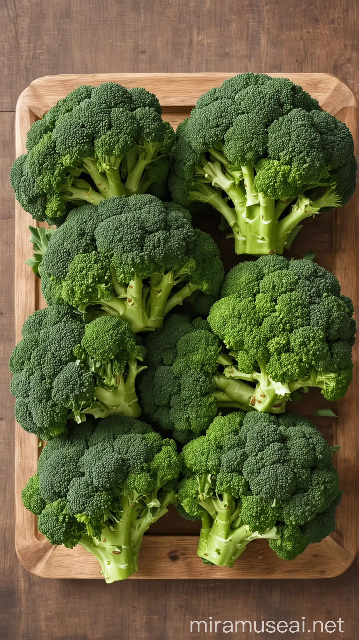 Fresh Broccoli Arranged in a Sunlit Garden Setting