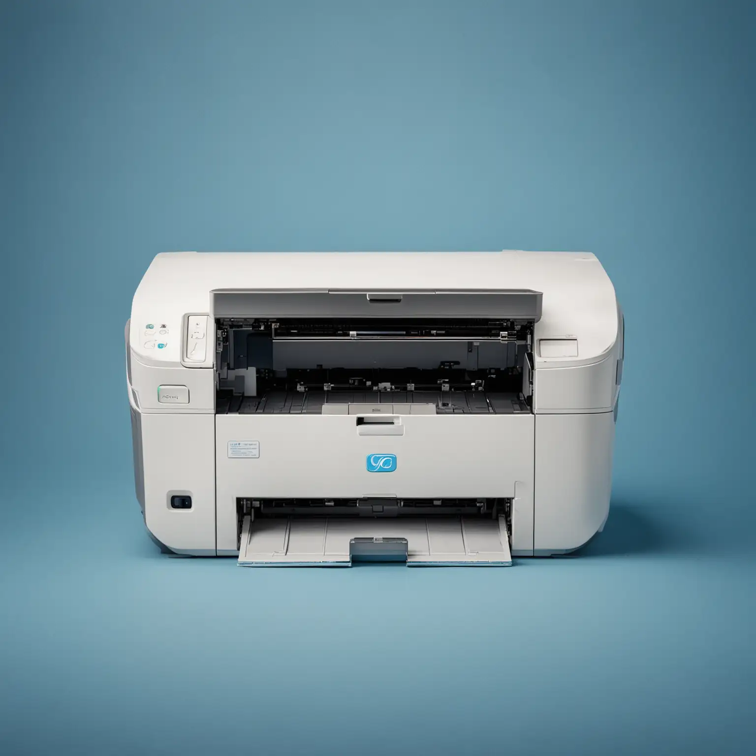 printer, blue background