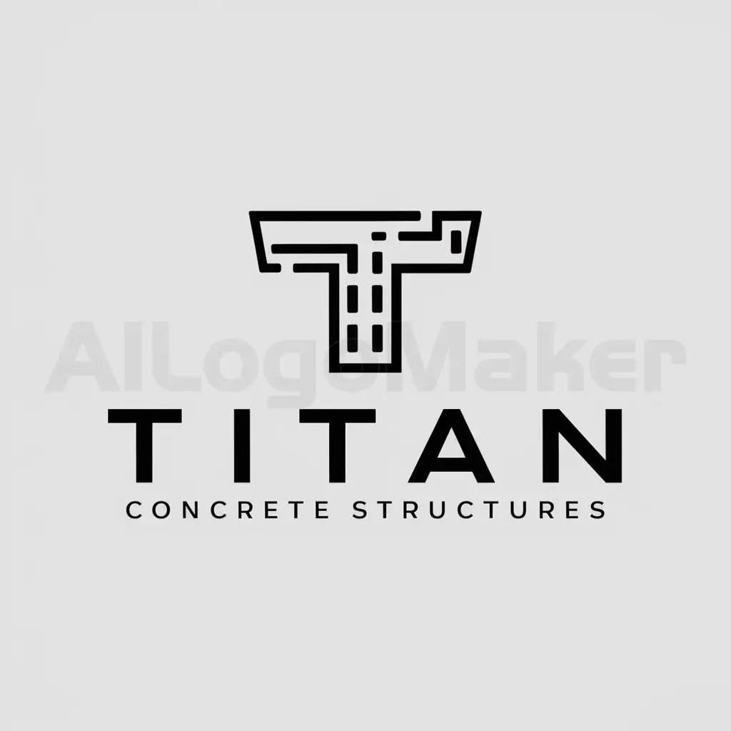 a logo design,with the text "Titan Concrete Structures", main symbol:Titan letter logos Concrete forming Structures,Minimalistic,be used in Construction industry,clear background