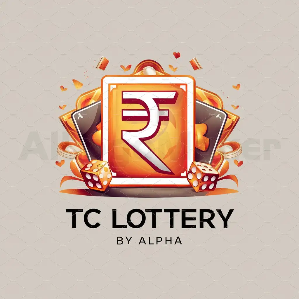 a logo design,with the text "TC LOTTERY BY ALPHA", main symbol:INDIAN MONEY, GAMBLING, ORANGE,GOLDEN. INDIA COUNTRY,Moderate,be used in Finance industry,clear background