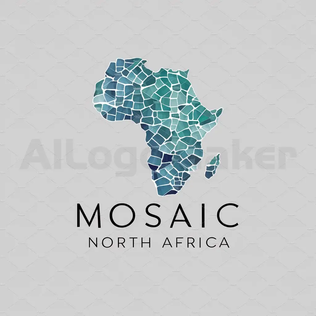 a logo design,with the text "Mosaic North Africa", main symbol:map of africa in roman mosaic form,Moderate,be used in Travel industry,clear background
