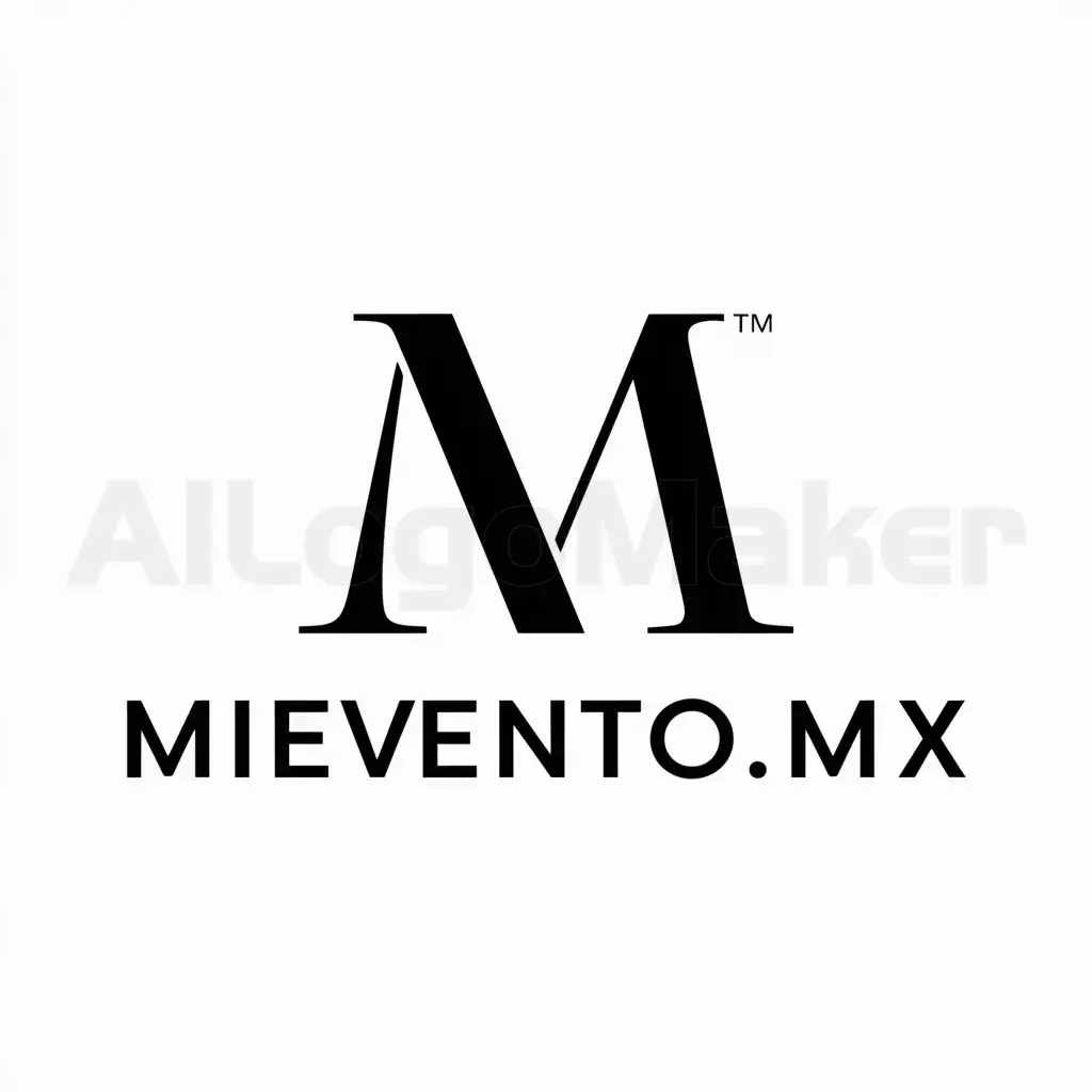 a logo design,with the text "Mievento.mx", main symbol:letra M,Minimalistic,be used in Others industry,clear background
