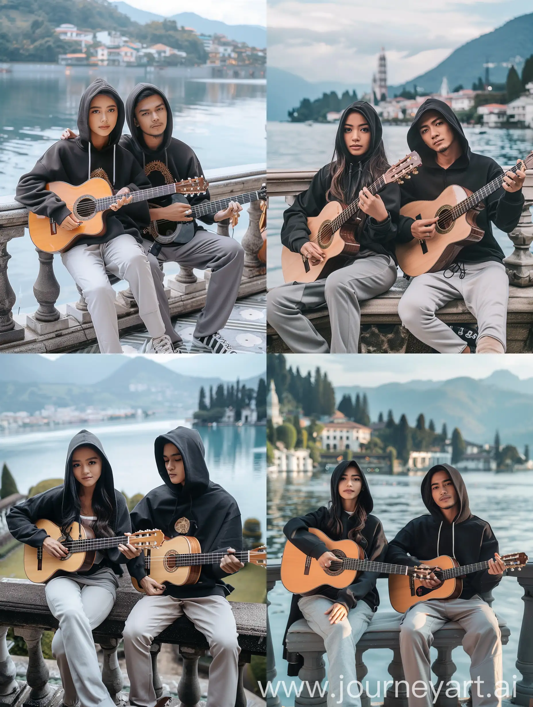 Indonesian-Couple-Serenading-by-the-Lake-with-Guitars