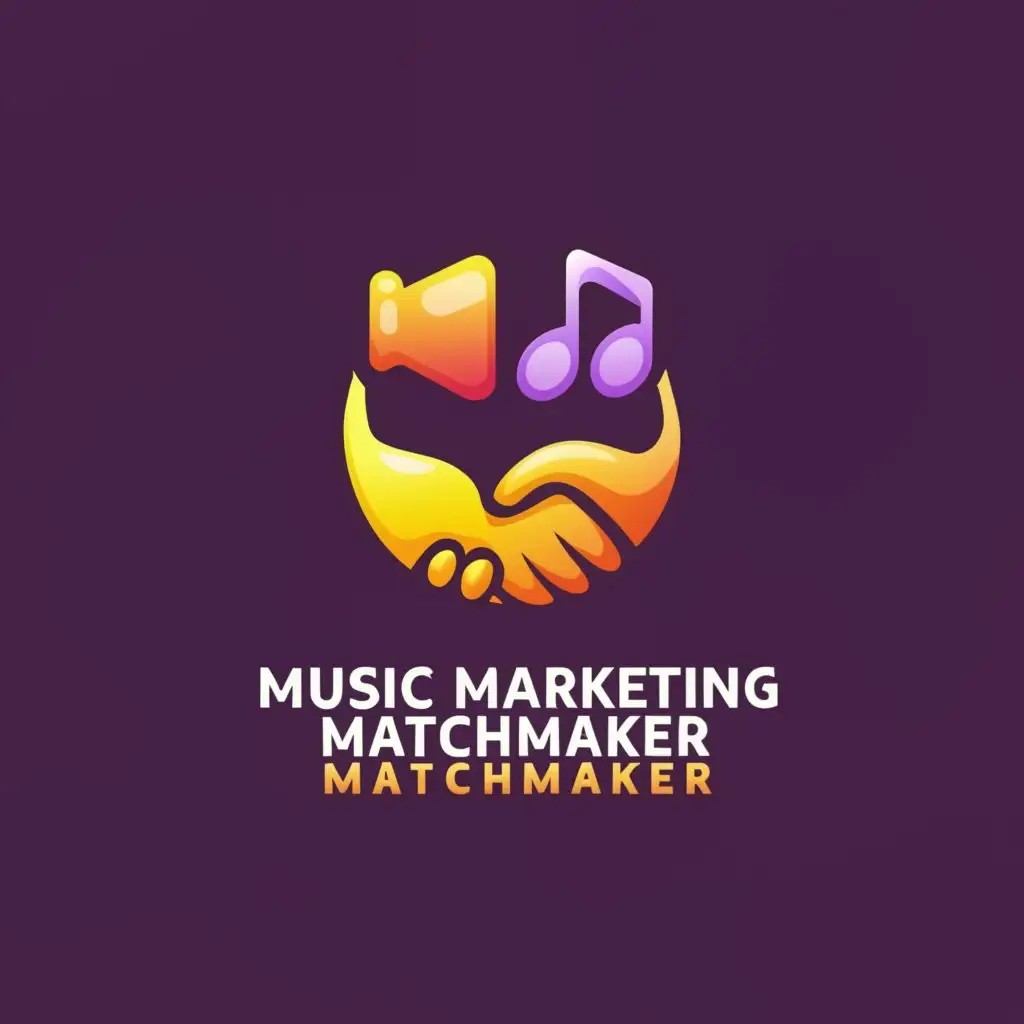 LOGO-Design-For-Music-Marketing-Matchmaker-Vibrant-Yellow-and-Purple-Emblem-for-Digital-Music-Collaboration