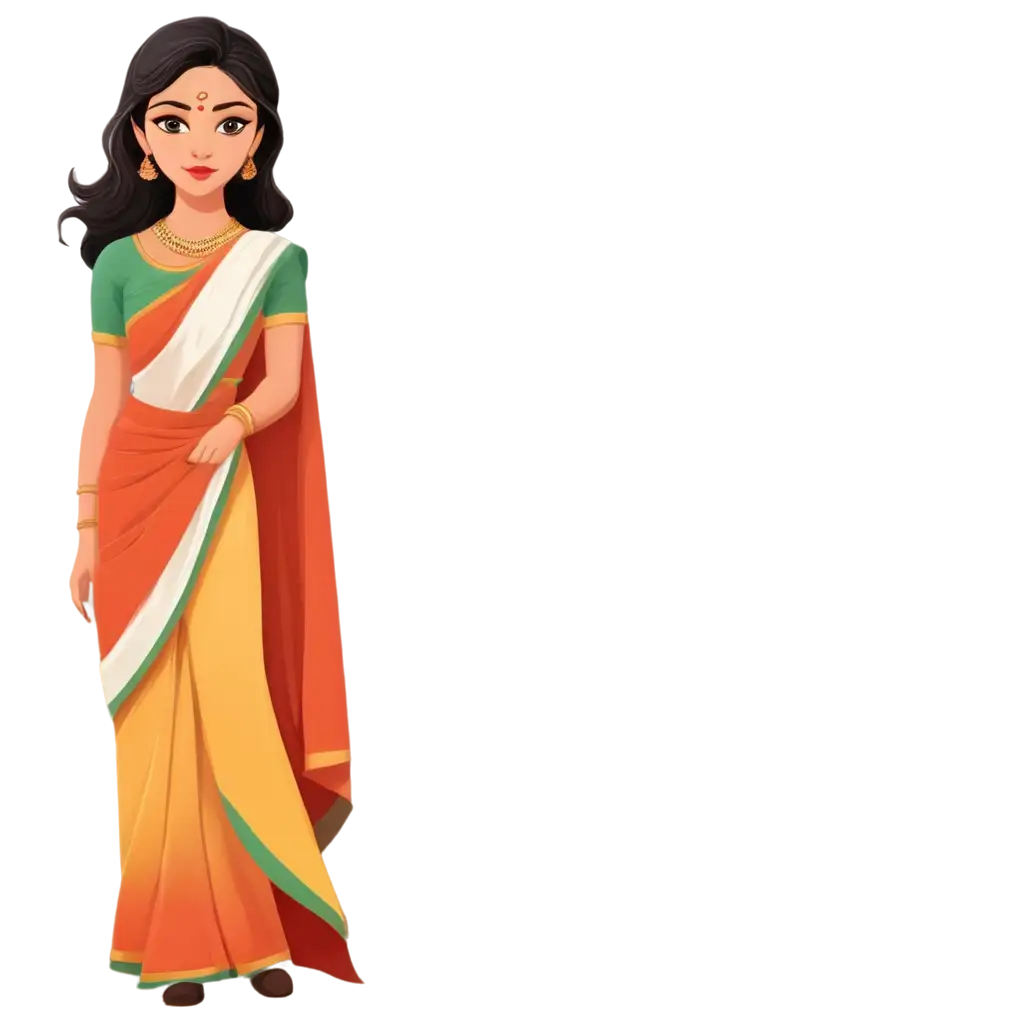 HighQuality-PNG-Illustration-of-Two-Women-in-Sarees-Traditional-Beauty-in-Digital-Art