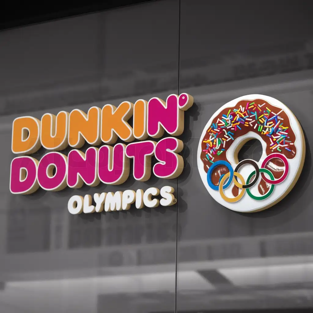a logo design,with the text Dunkin Donuts Olympics, main symbol:donut with sprinkles made from olympic rings, Moderate, be used in Events industry, clear background