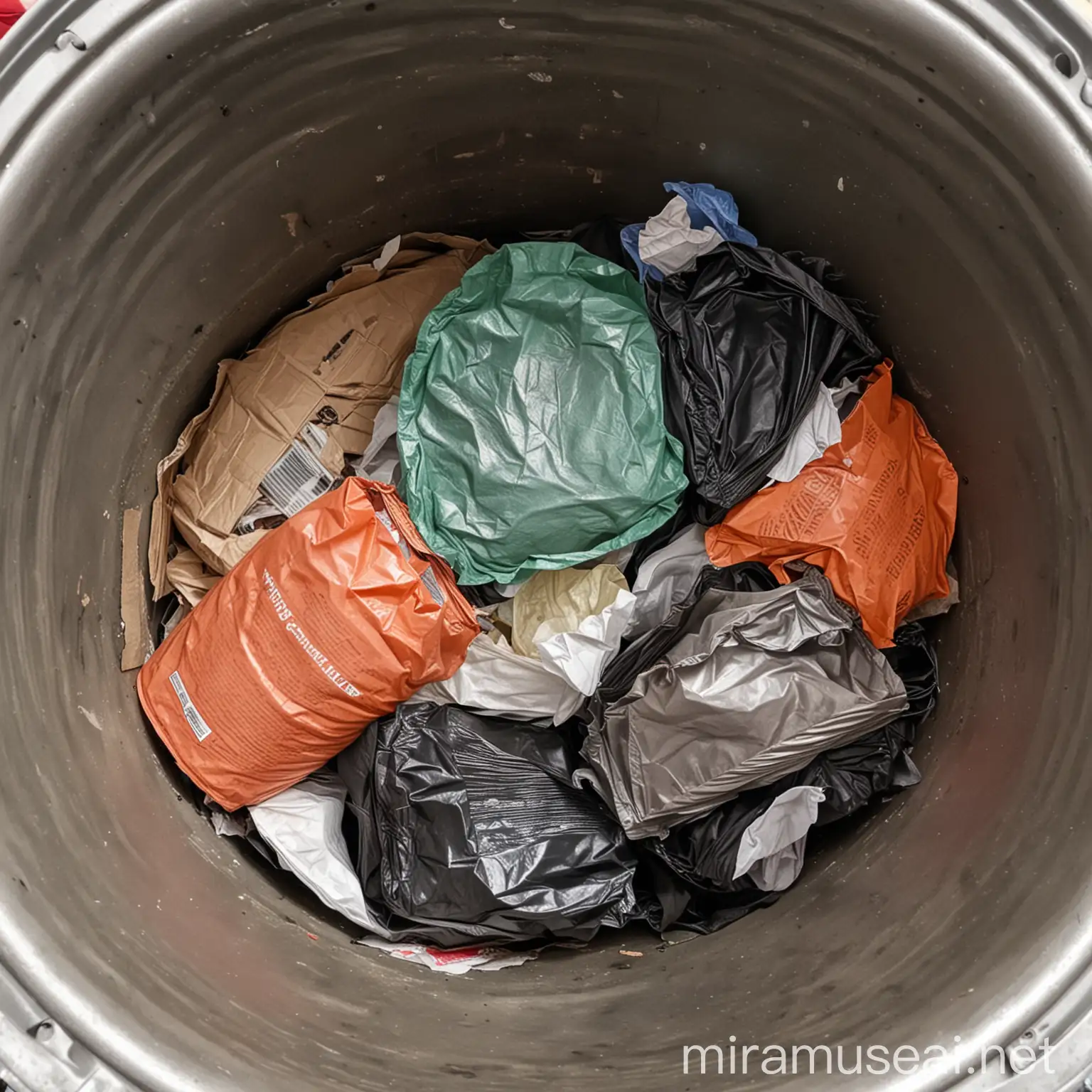 inside a trashcan 