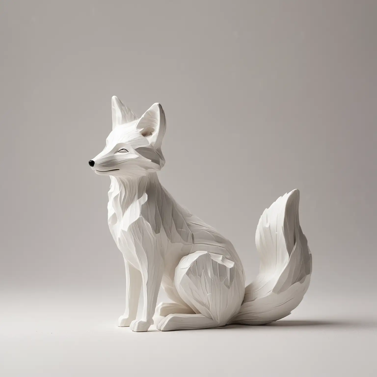 Minimalist Porcelain Fox on White Background
