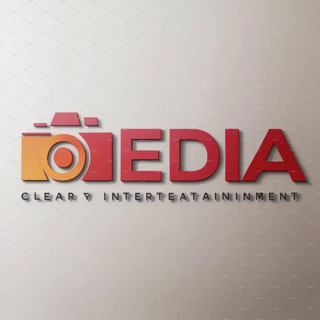 a logo design,with the text "Media", main symbol:Red and orange camera. White background.,Moderate,be used in Entertainment industry,clear background