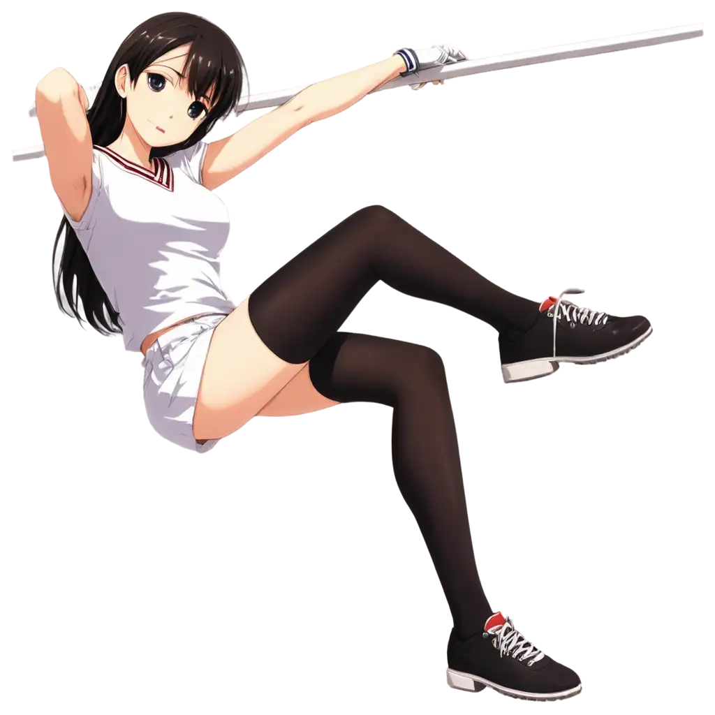 HighQuality-PNG-Image-of-a-Cute-Anime-Girl-Hanging-with-Feet-on-Crossbar