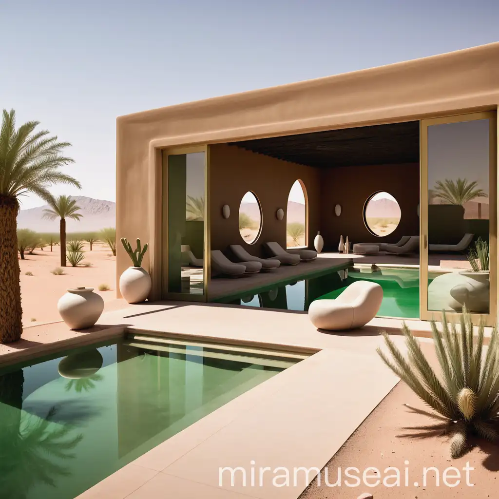 Desert Perfume Atelier with Green Elements and Outdoor Pool