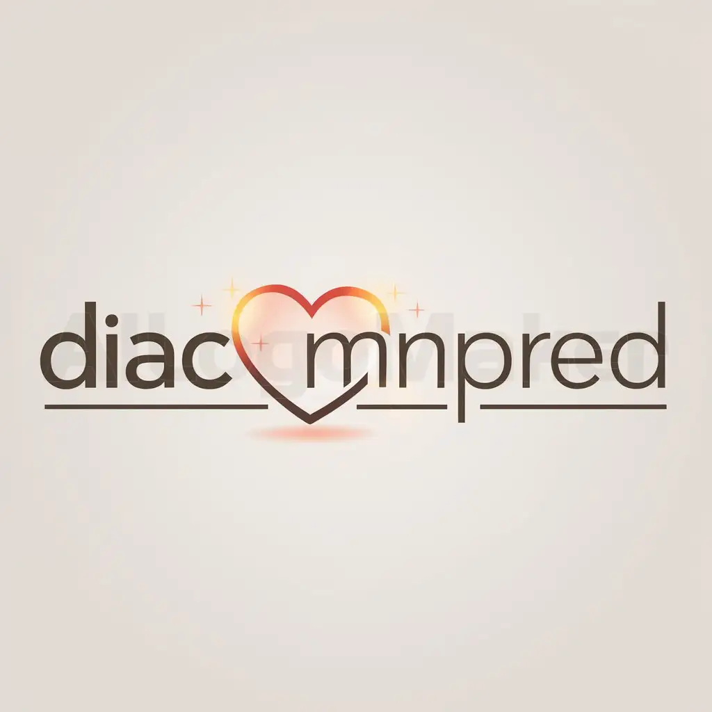 a logo design,with the text 'DiaComnPred', main symbol:heart,Moderate,transparent background