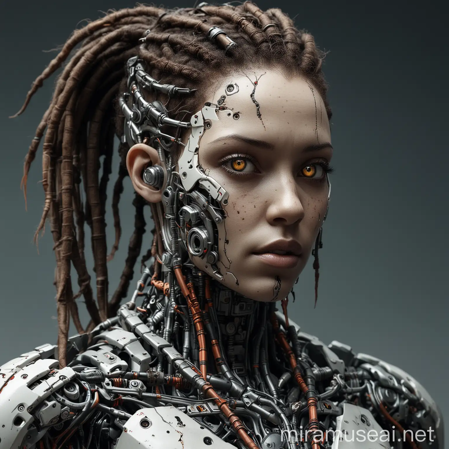 Futuristic Cyborg Humanoid with Dreadlocks