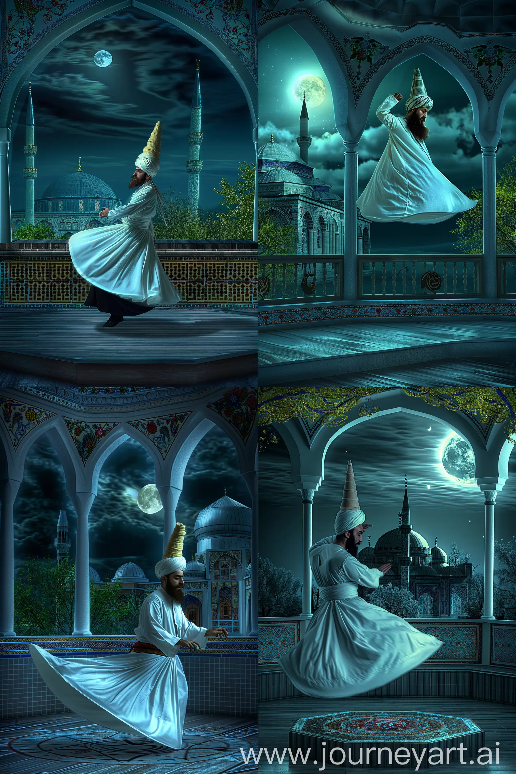 Blonde-Bearded-Whirling-Dervish-Performing-Sema-in-Persian-Mosque-at-Night