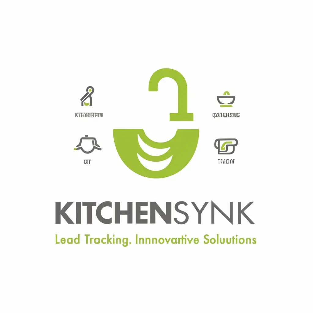 a logo design,with the text "KitchenSynk ", main symbol:Software logo,
 lead tracking, quoting, scheduling, social media, 
 Kitchen Sink, thrown every possible solution at a problem.
websites and social media as well as an icon, app store
 a logo for websites and social media AND an icon for app store for my software company, bright lime green is the color I'd like to be emphasized. ,Moderate,be used in Others industry,clear background