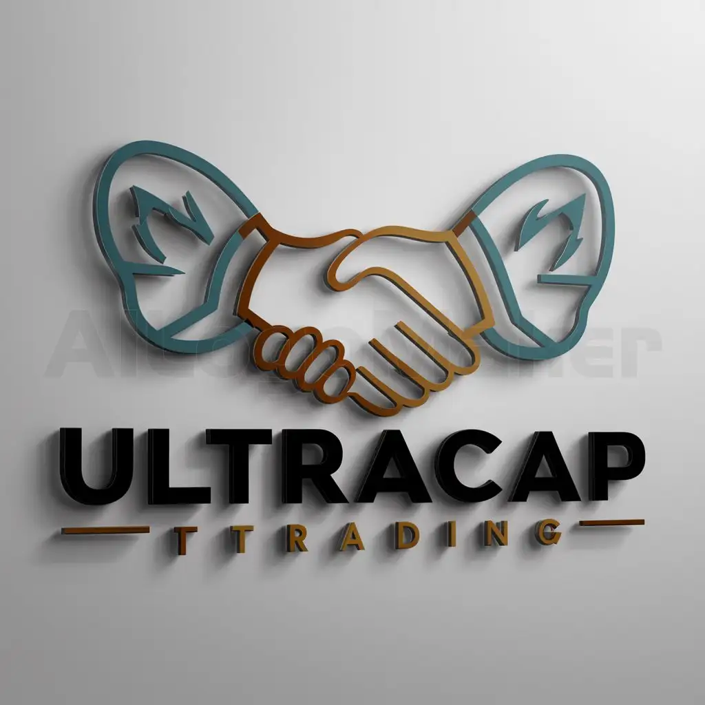 a logo design,with the text "ULTRACAP TRADING", main symbol:Consider the design variation or create something entirely new to replace the UltraSmart logo on the website with a white background. Refer to the UltraCap Trading website for design aesthetic inspiration. The logo should convey a sense of community building, partnership, networking, and the opportunity to spread the word about UltraCap Trading through an affiliate program.The emotion for hands symbolizes partnership and the idea of connecting the dots like a butterfly effect.,Moderate,clear background