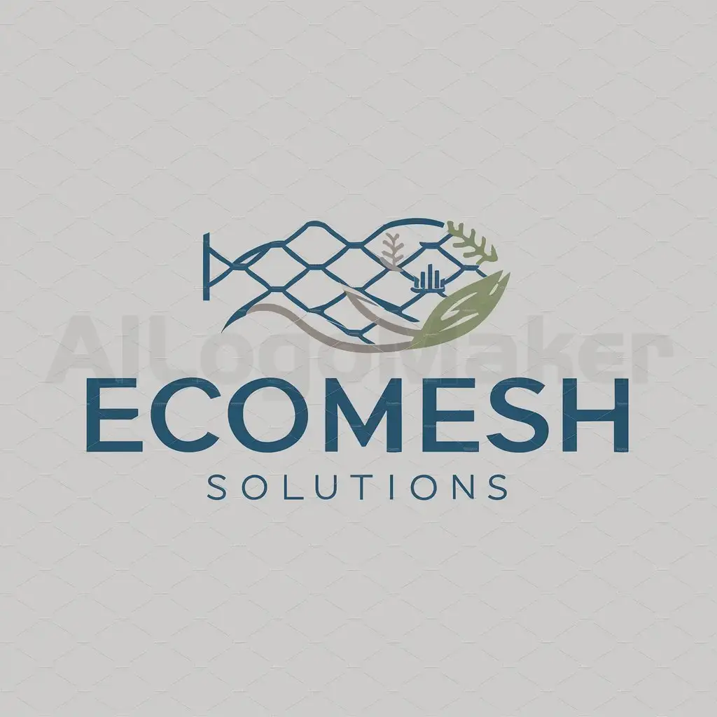a logo design,with the text "EcoMesh Solutiond", main symbol:a sustainable fishing network with the environment,Moderate,be used in Others industry,clear background