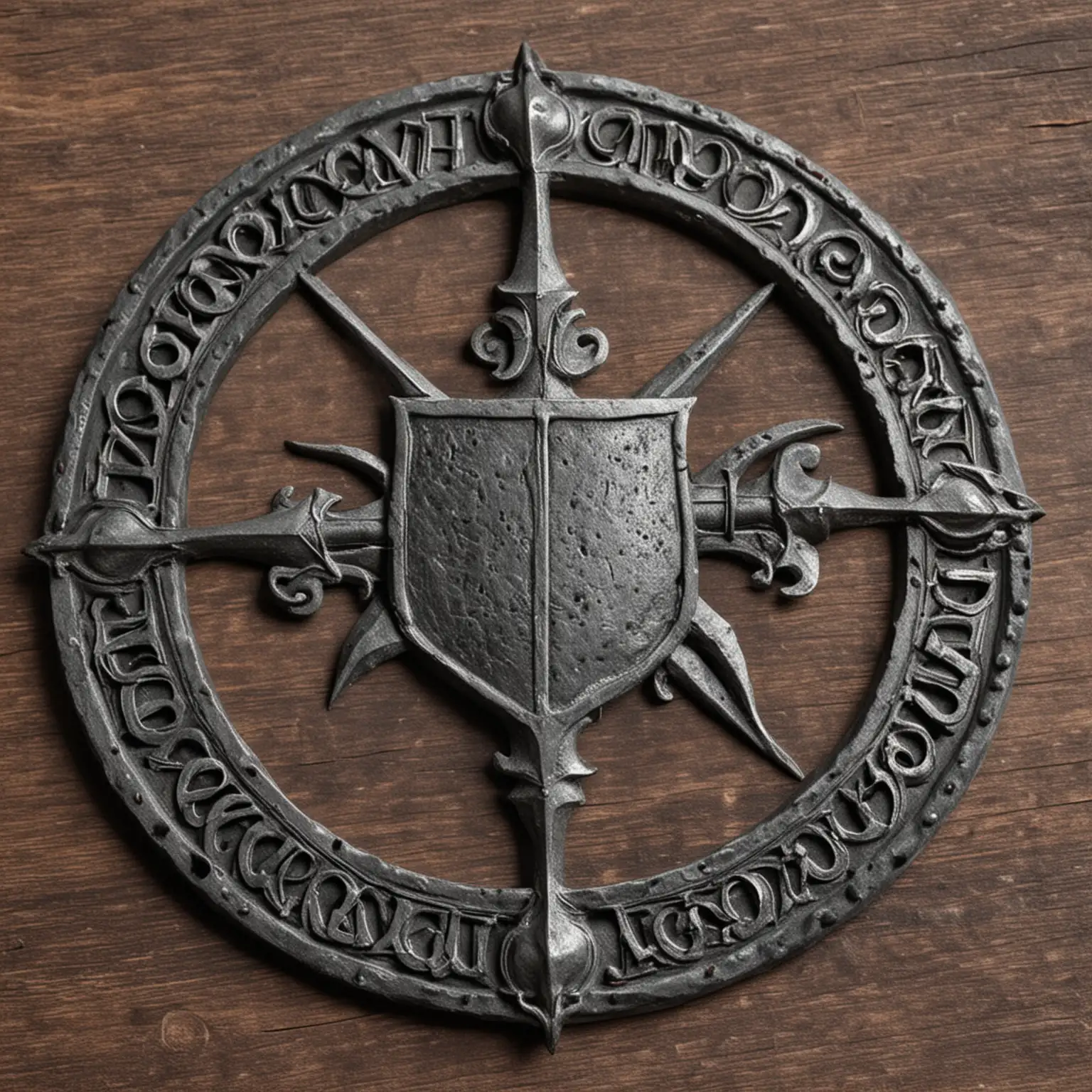 один круглый железный средневековый герб воинов
