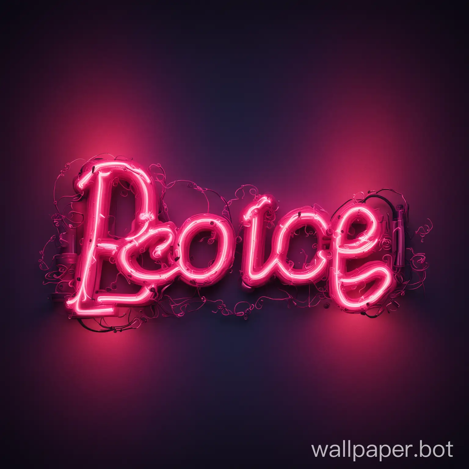 A Neon Love Background With A Glowing Curly Text 'Rejoice'