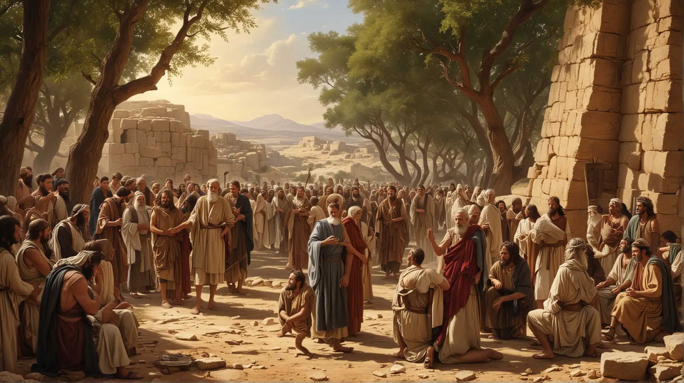 a small group of people gatherd of Solomon's Set during the biblical era of Elijah.