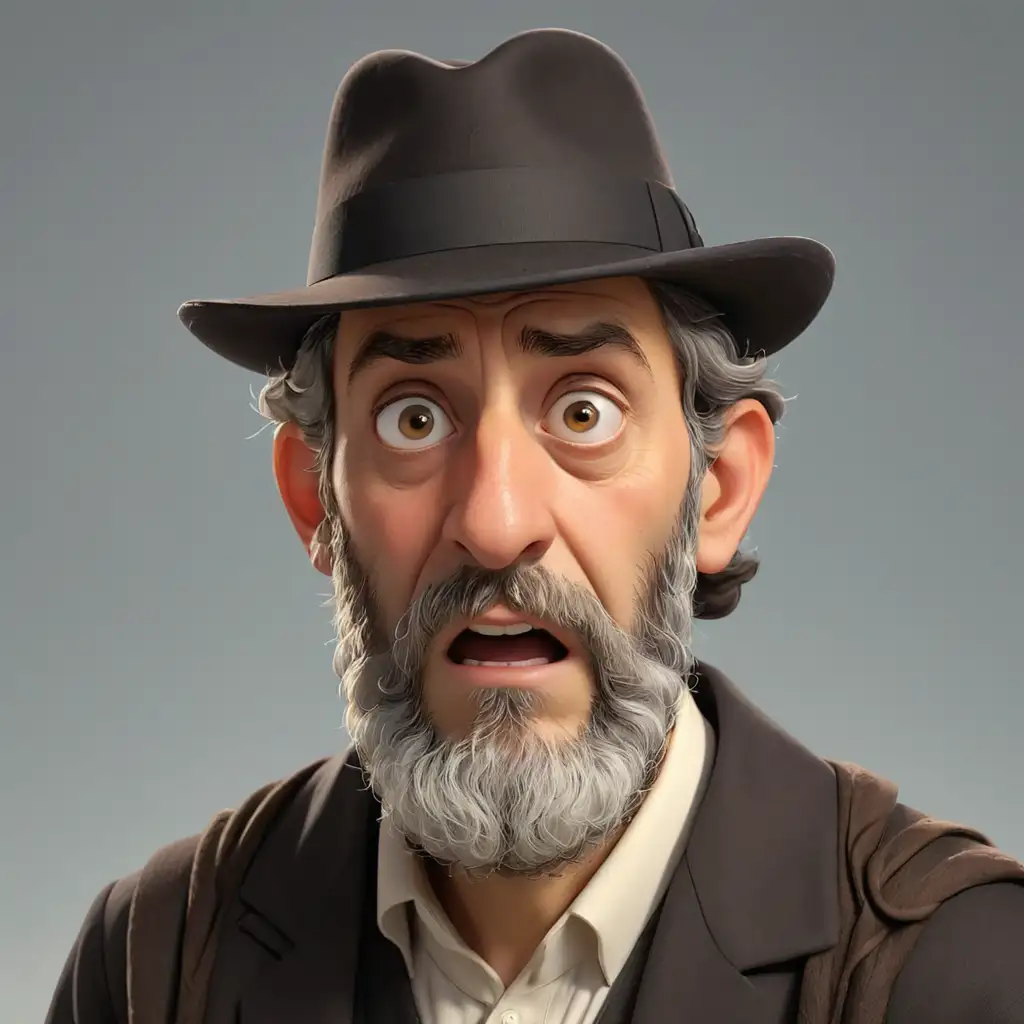 Surprised Jewish Rabbi in Traditional Clothing 3D Animation Realism