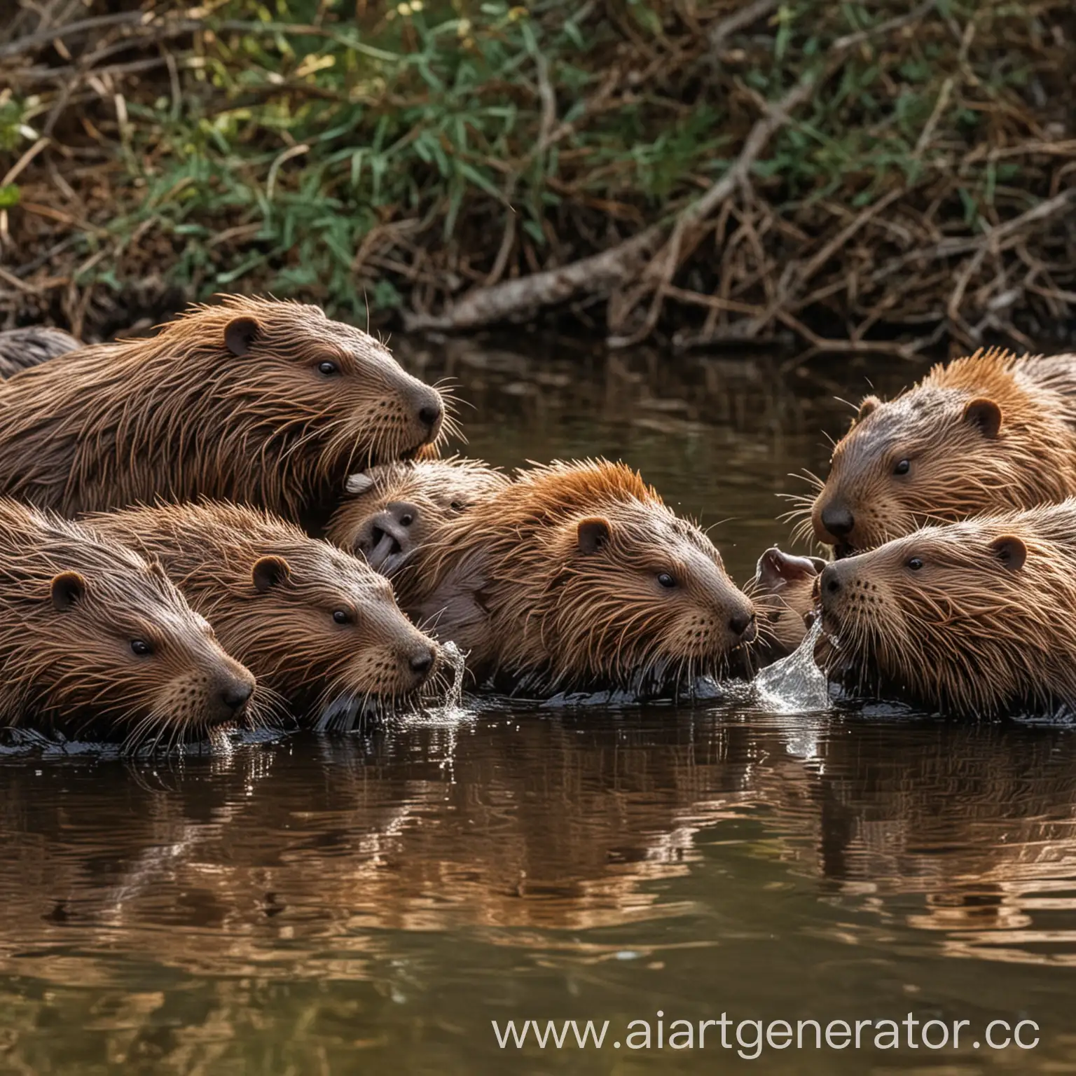 Beavers-Drinking-Water-from-Bottle-in-Natural-Habitat