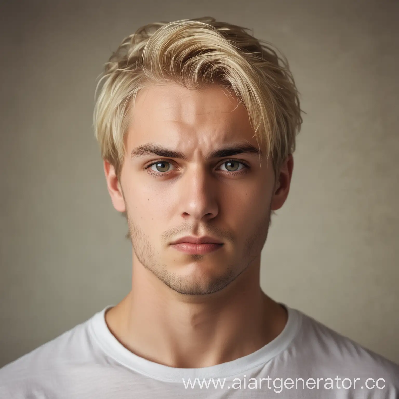 молодой, мужчина, блондин, серьёзное выражения лица