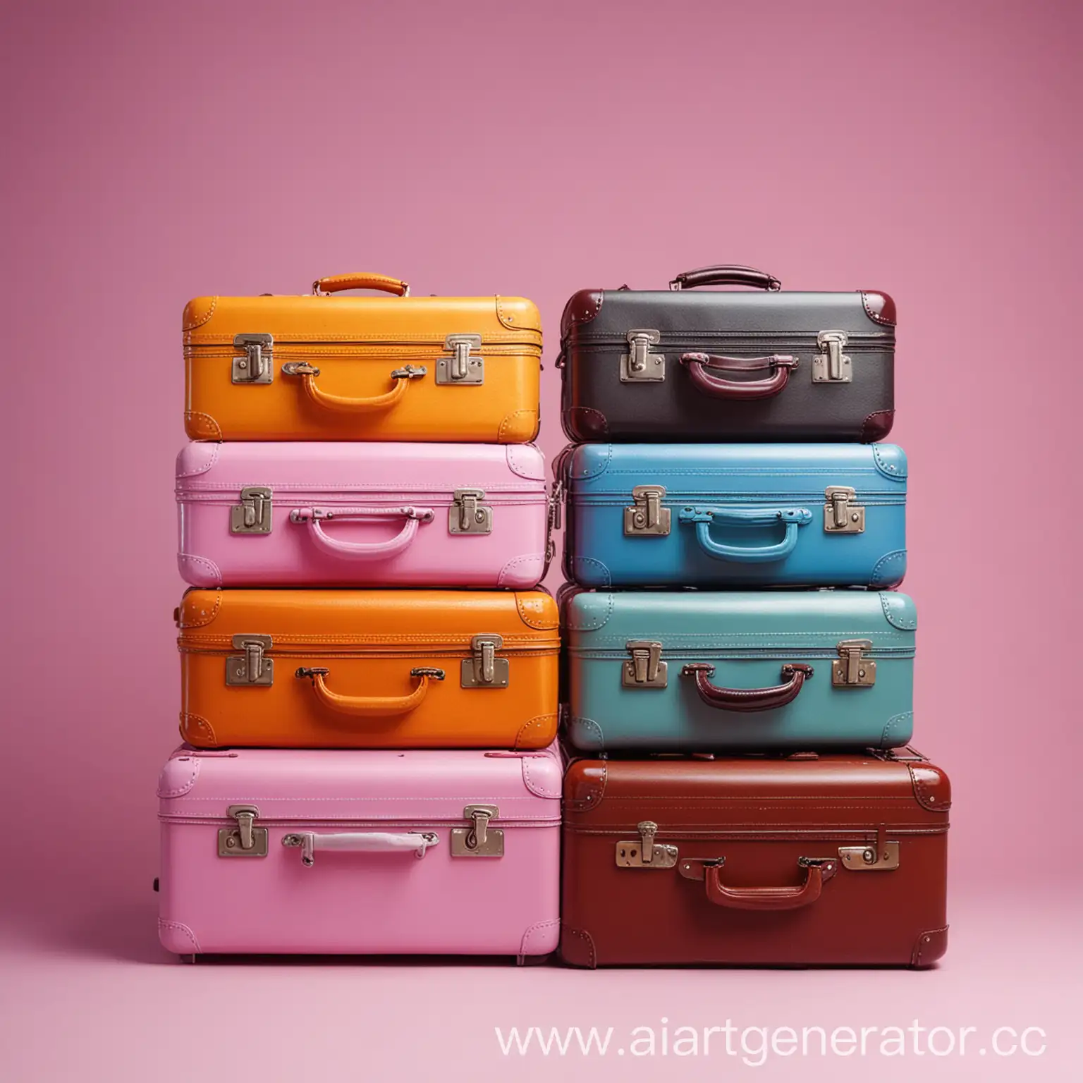 Разные чемоданы, цветные, яркий фон