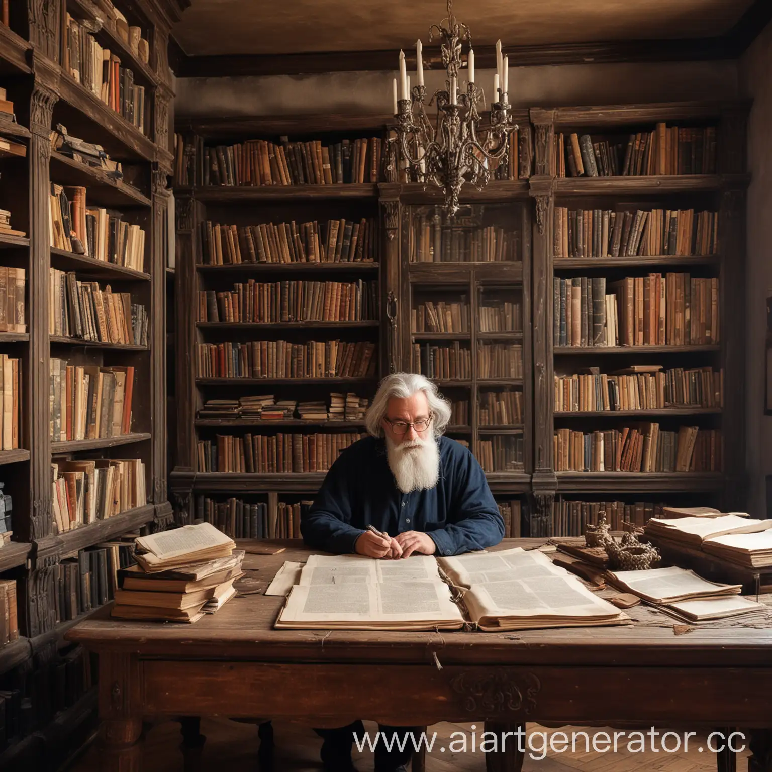 Old-Castle-Cabinet-with-Man-Reading-Parchment-at-Big-Table