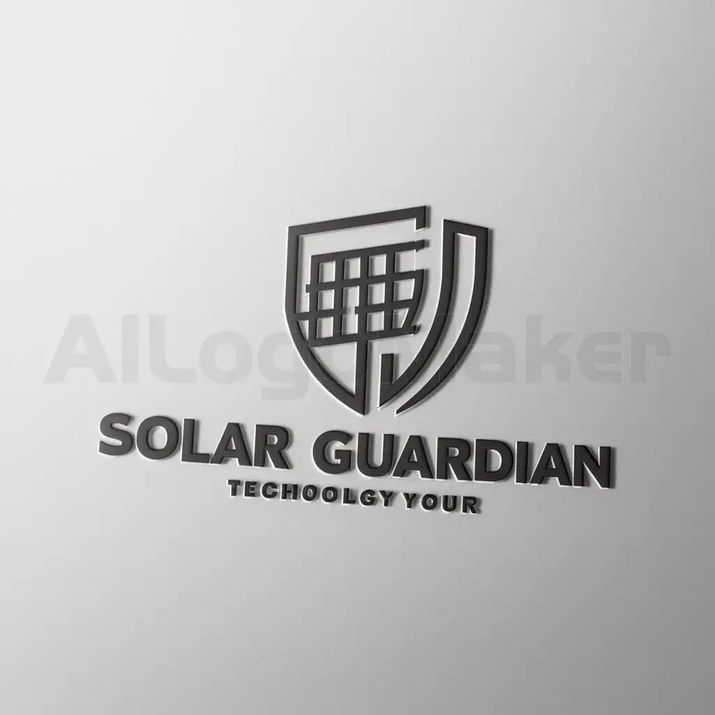 a logo design,with the text "solar guardian", main symbol:a shield, in the middle there's a solar panel,Moderate,be used in Technology industry,clear background
