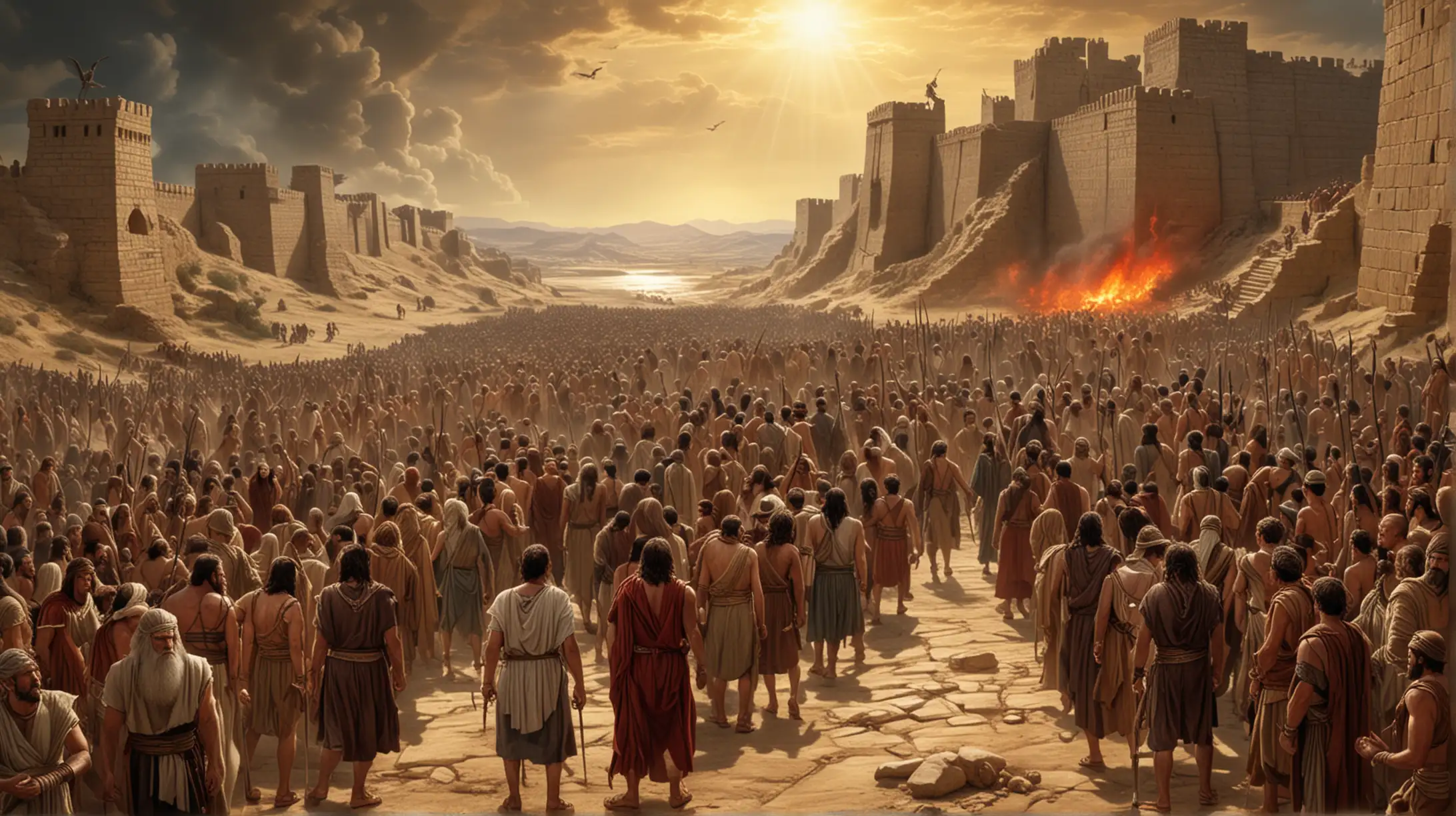 The Biblical nation of Israel being enslaved by King Nebuchadnezar, and being brought to Babylon. Set during the biblical era of Elijah.