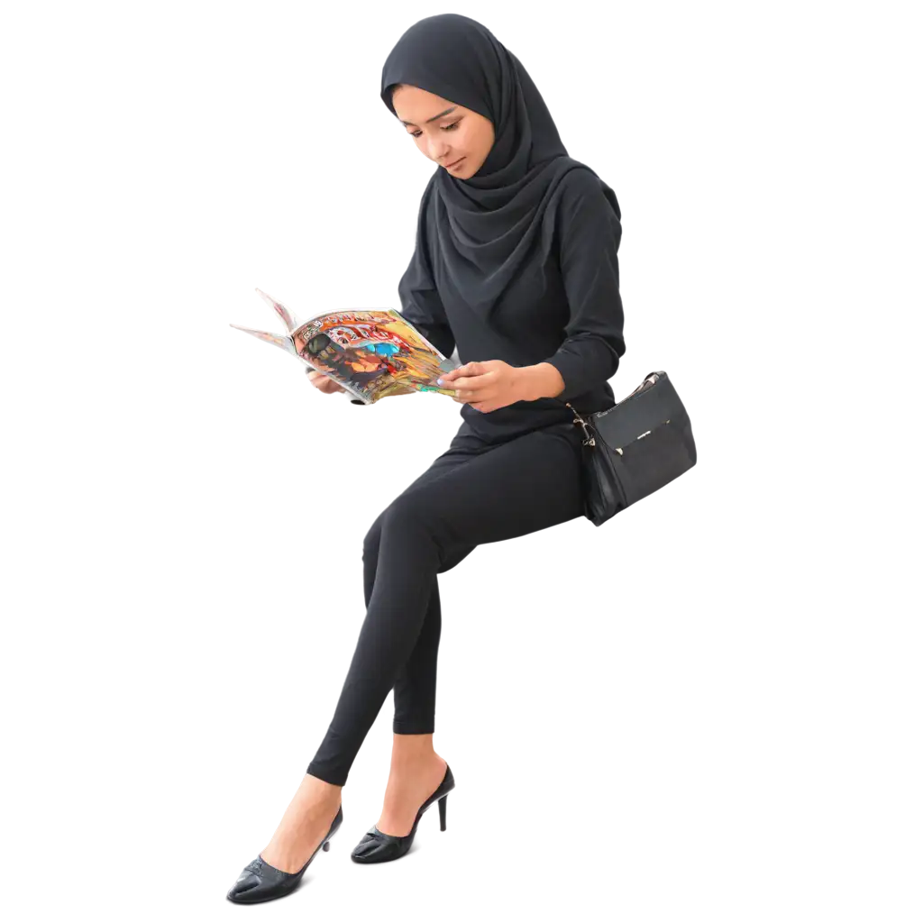 HighQuality-PNG-Image-of-a-Muslim-Girl-Reading-Comic-AI-Art-Prompt