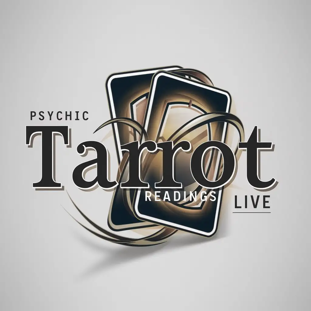 a logo design,with the text "PSYCHIC TAROT READINGS LIVE", main symbol:realistic tarot cards,Moderate,be used in Entertainment industry,clear background