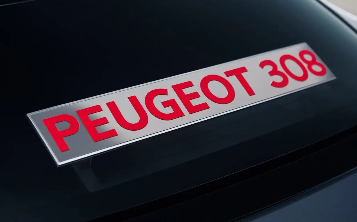 Rectangular-Sticker-with-Bold-Red-PEUGEOT-308-Lettering