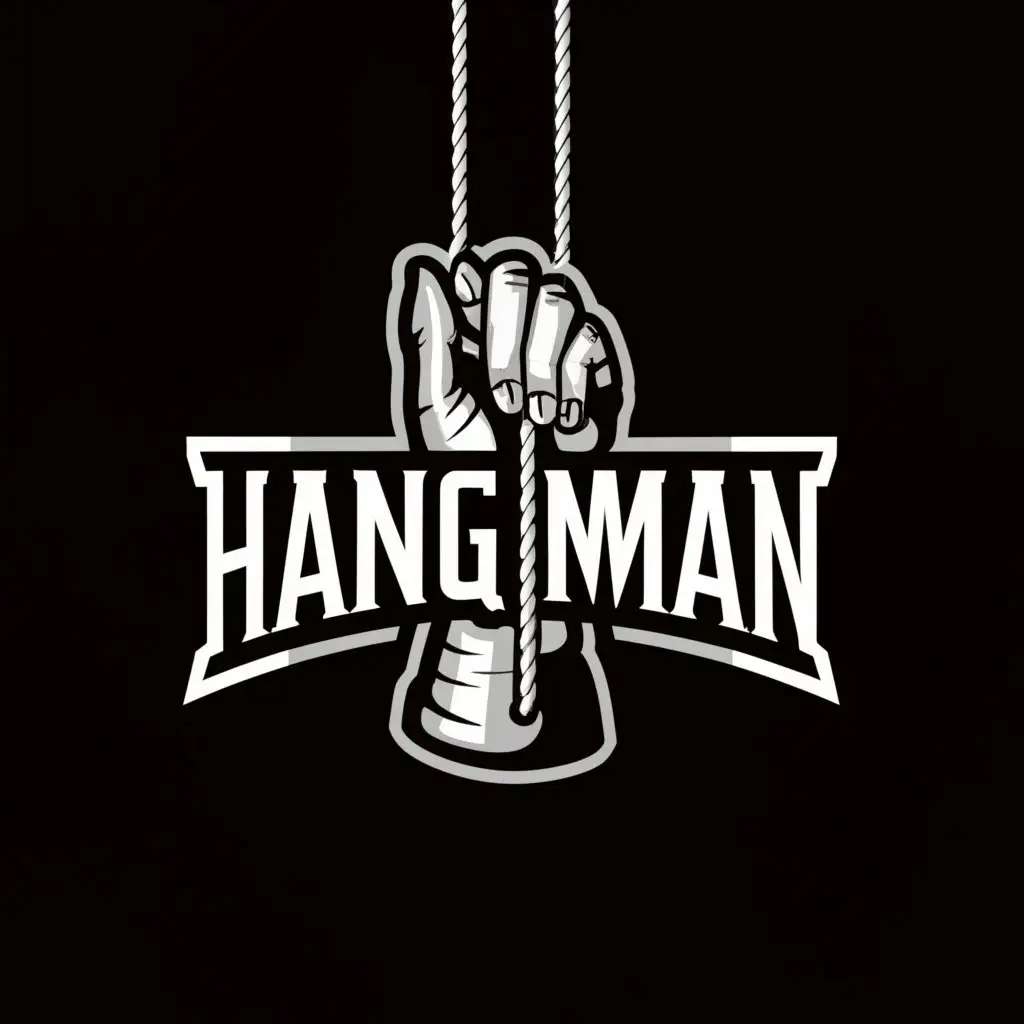 a logo design,with the text "hangman", main symbol:hand hanging bones,Moderate,be used in Sports Fitness industry,clear background