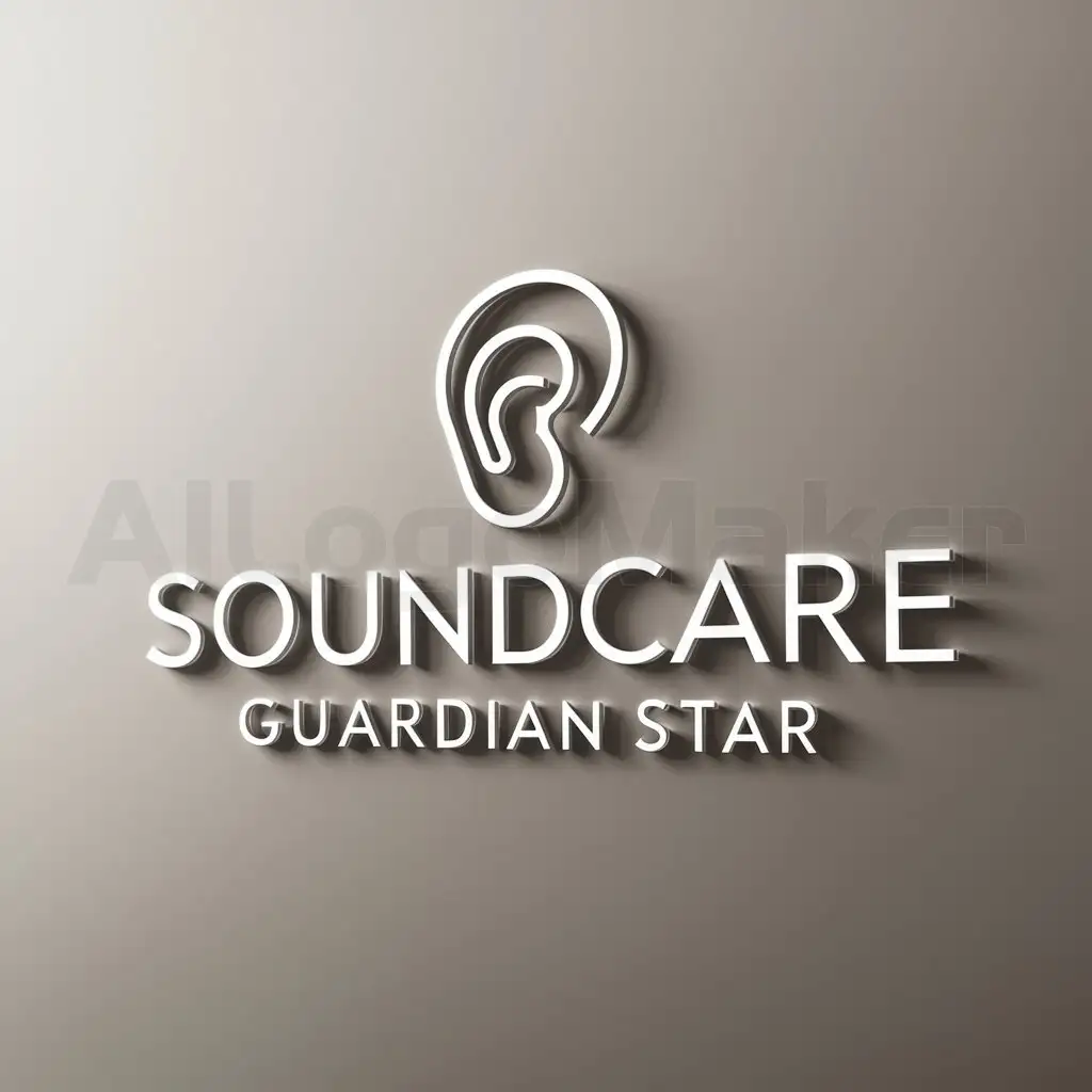 a logo design,with the text "soundcare guardian star", main symbol:ear,Moderate,be used in healthy industry,clear background