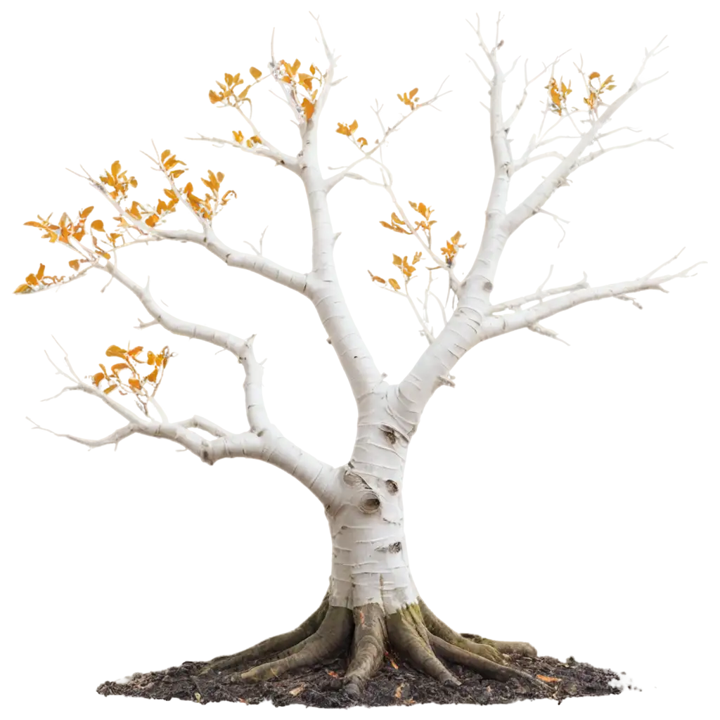Twisted-White-Tree-with-Orange-Leaves-PNG-Image-for-Captivating-Texture-and-Detail