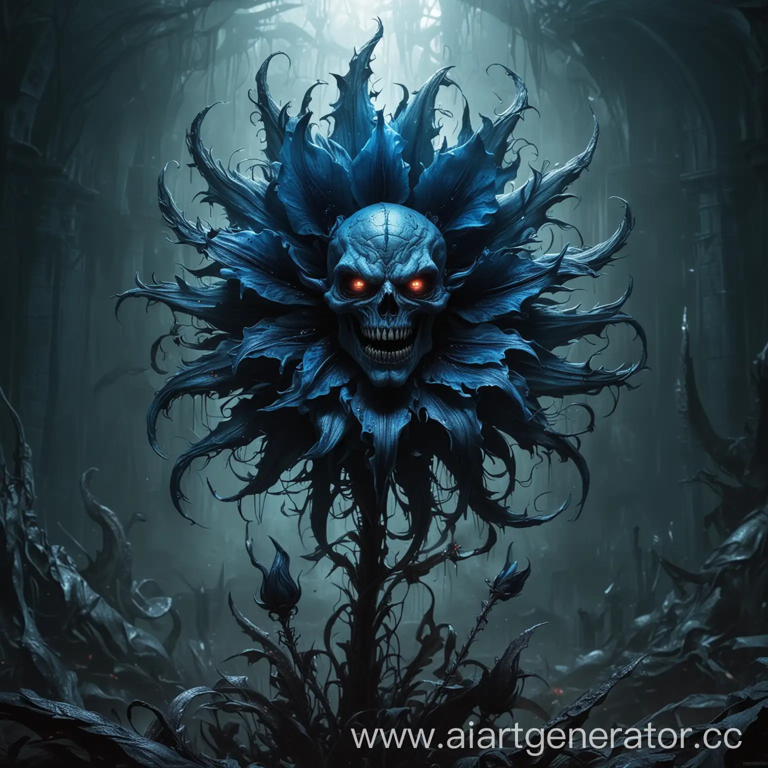 Sinister-Blue-Demonic-Flower-in-Fantasy-Style