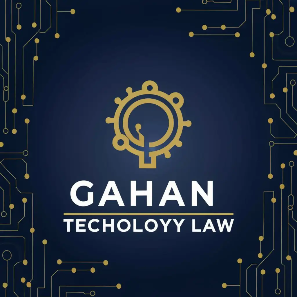 a logo design,with the text "Gahan Technology Law", main symbol:This logo is for a law firm specializing in is technology and IT side of the law and the colors should be Gold, Navy blue, and White,Moderate,clear background