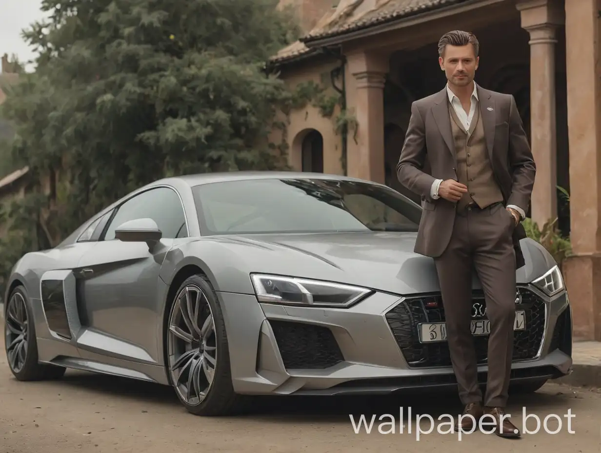 Affluent-Man-Posing-with-Audi-and-Firearm