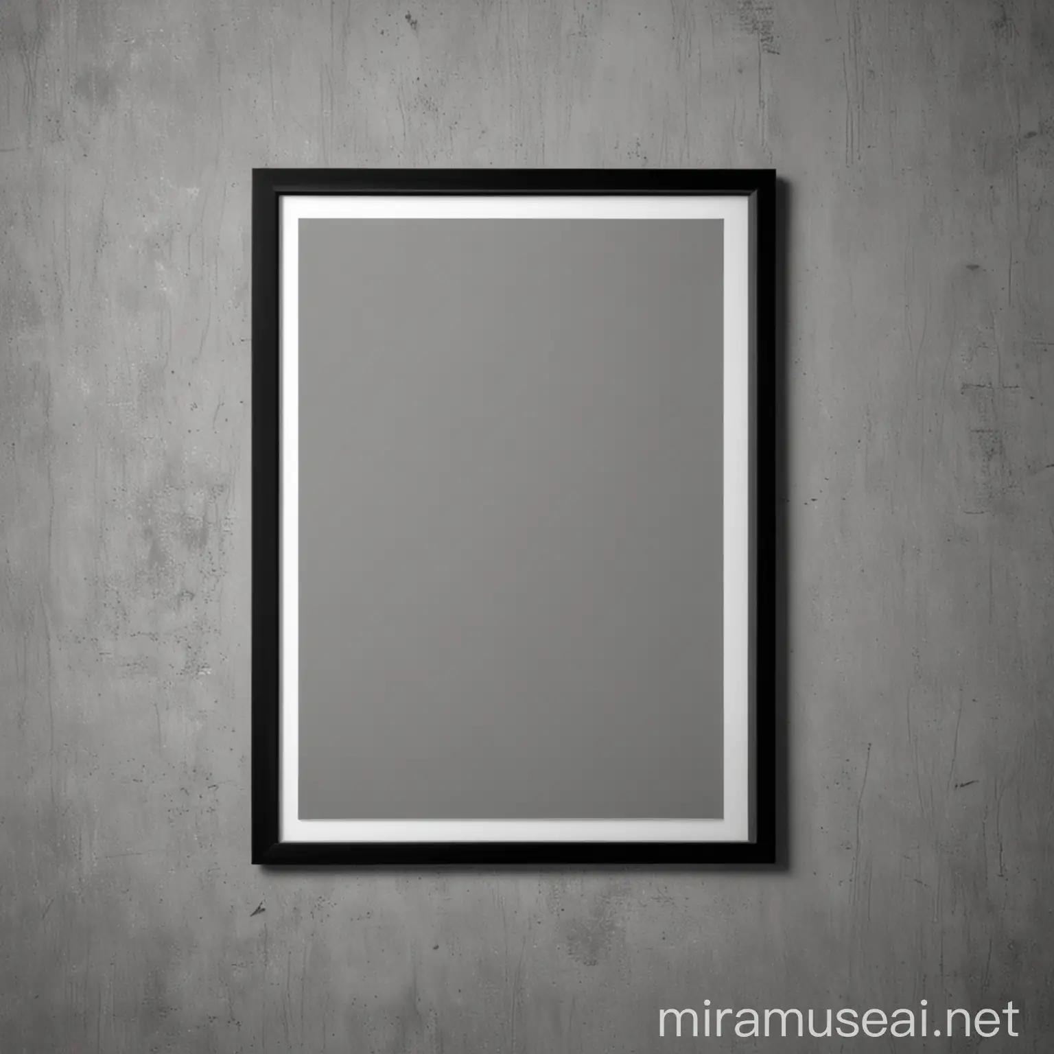 Minimalistic A4 Black Frame Mockup on Gray Wall