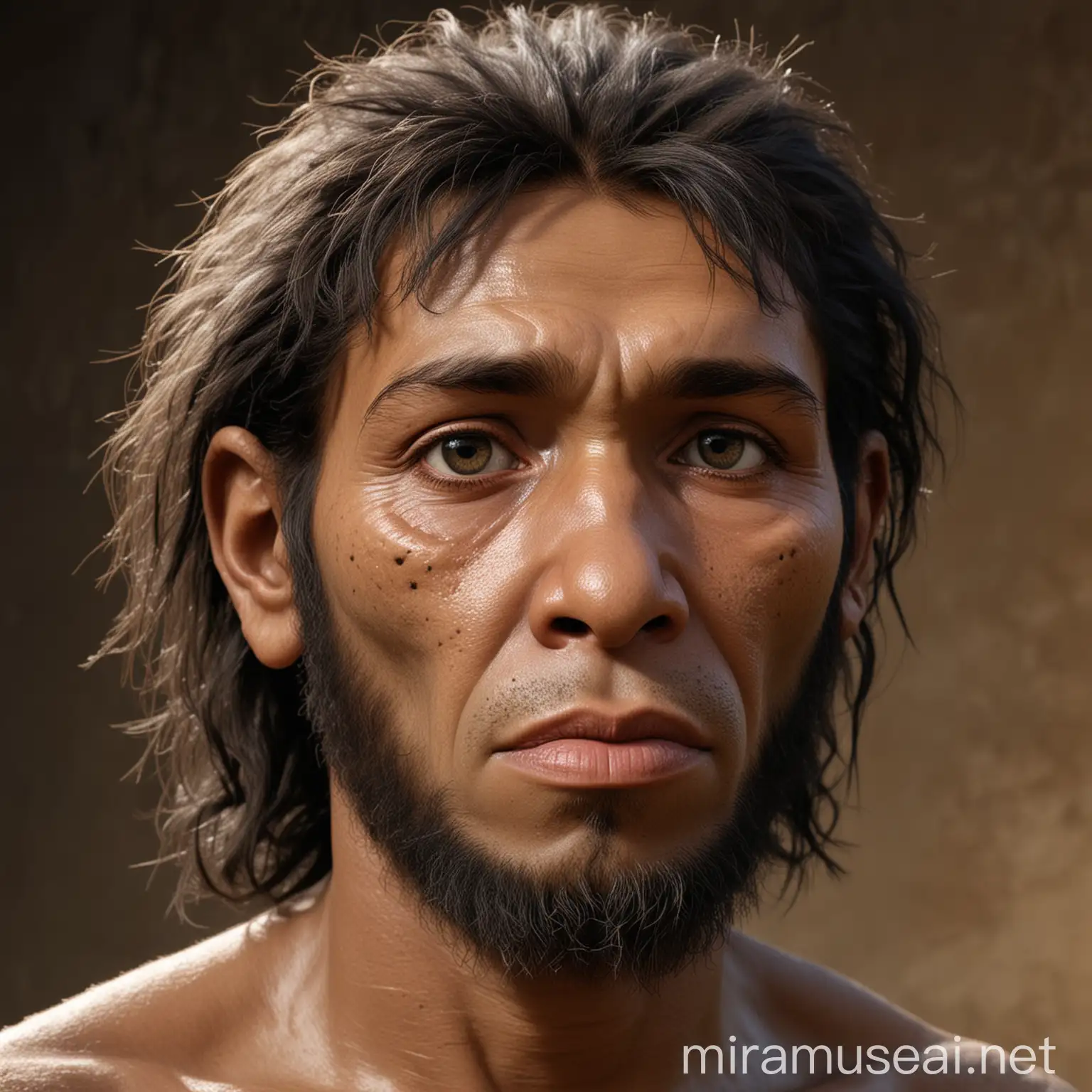 A reconstruction of what world's first modern humans looked like from around 300,000 years ago. It was made based on remains of homo sapiens found at Jebel Irhoud archaeological site in Morocco.