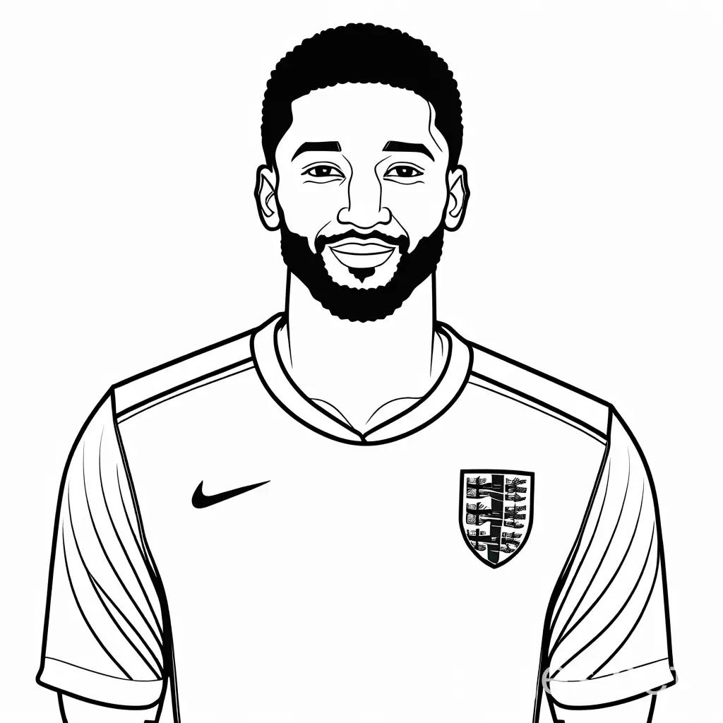 simple colouring page no background Joe Gomez england squad football, Coloring Page, black and white, line art, white background, Simplicity, Ample White Space. The background of the coloring page is plain white to make it easy for young children to color within the lines. The outlines of all the subjects are easy to distinguish, making it simple for kids to color without too much difficulty
