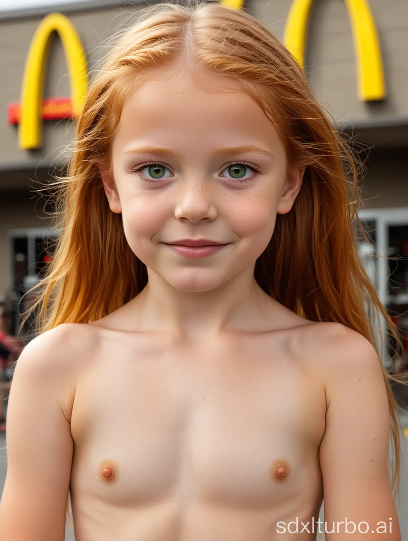 Adorable-7YearOld-with-Long-Ginger-Hair-in-Vibrant-Bikini-Poses-by-McDonalds